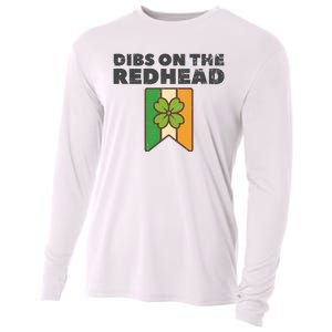 Retro St Patricks Day Dibs On The Redhead Funny Cooling Performance Long Sleeve Crew