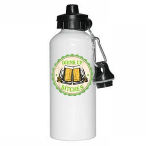 Retro St Patricks Day Drink Up Bitchs Shamrock Clover Beer Gift Aluminum Water Bottle