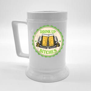 Retro St Patricks Day Drink Up Bitchs Shamrock Clover Beer Gift Beer Stein