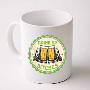 Retro St Patricks Day Drink Up Bitchs Shamrock Clover Beer Gift Coffee Mug