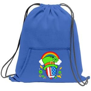 Rugby St Patricks Day Usa Flag Rainbow Shamrock Clover Funny Gift Sweatshirt Cinch Pack Bag