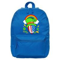 Rugby St Patricks Day Usa Flag Rainbow Shamrock Clover Funny Gift 16 in Basic Backpack