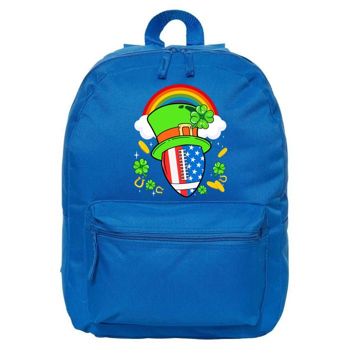 Rugby St Patricks Day Usa Flag Rainbow Shamrock Clover Funny Gift 16 in Basic Backpack