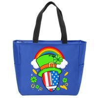 Rugby St Patricks Day Usa Flag Rainbow Shamrock Clover Funny Gift Zip Tote Bag