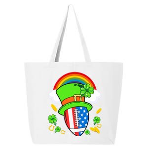 Rugby St Patricks Day Usa Flag Rainbow Shamrock Clover Funny Gift 25L Jumbo Tote