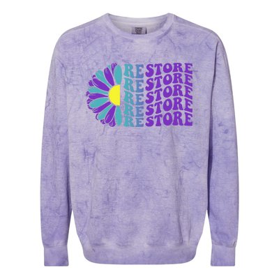 Restore Suicide Prevention Awareness Sunflower Colorblast Crewneck Sweatshirt