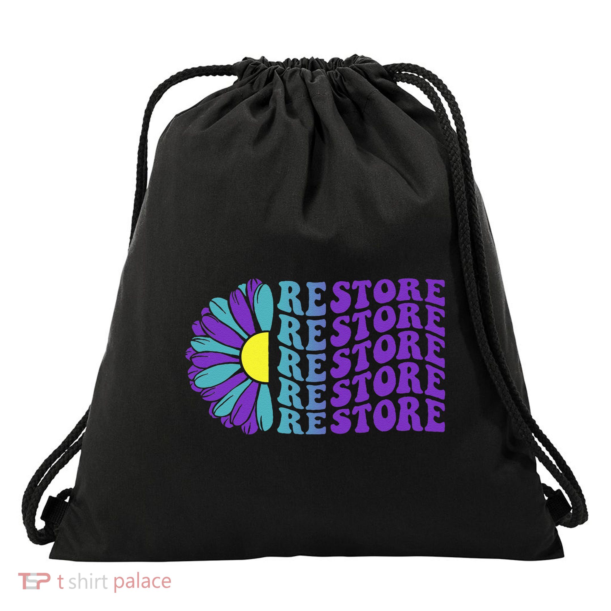 Restore Suicide Prevention Awareness Sunflower Drawstring Bag