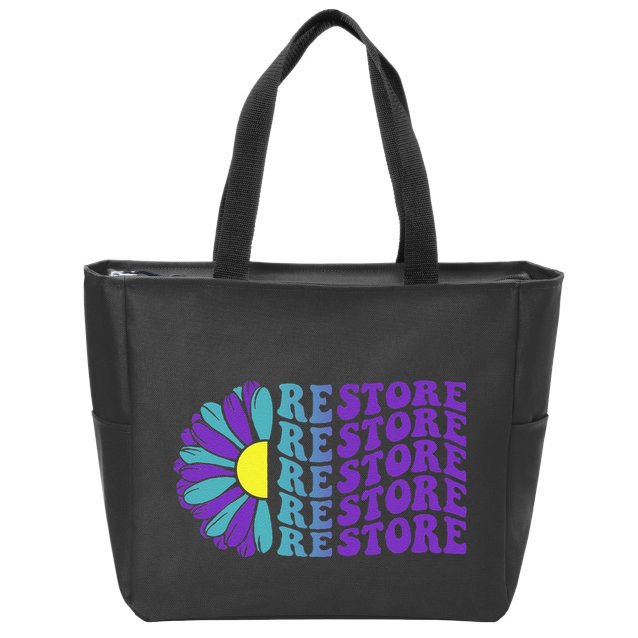 Restore Suicide Prevention Awareness Sunflower Zip Tote Bag
