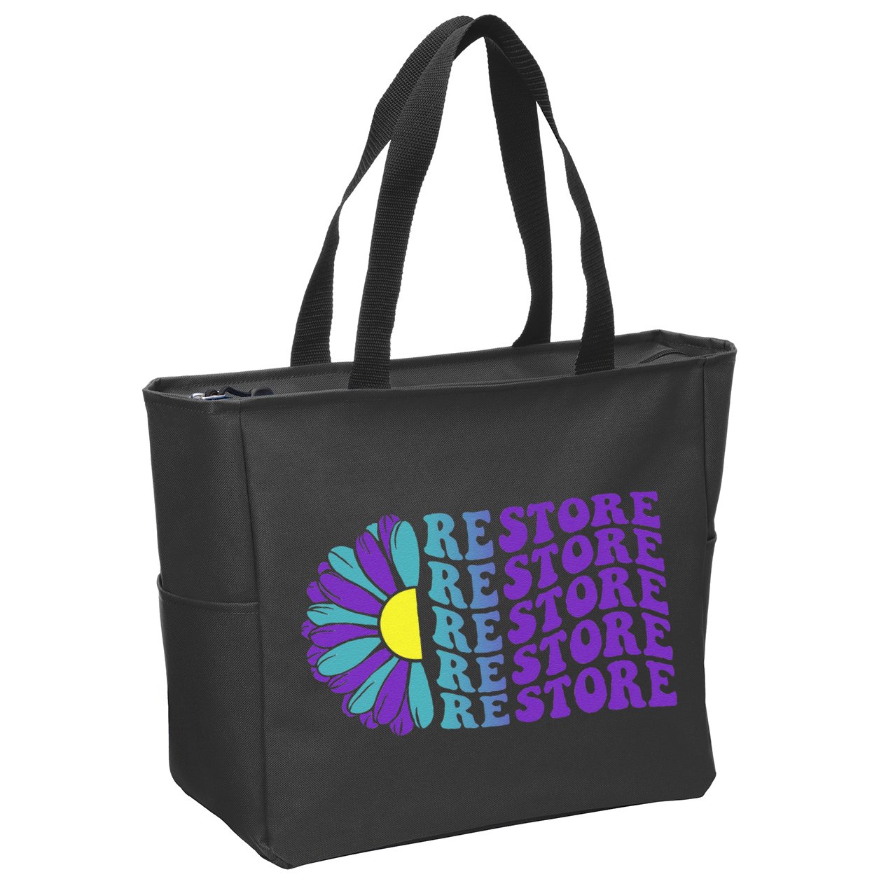 Restore Suicide Prevention Awareness Sunflower Zip Tote Bag