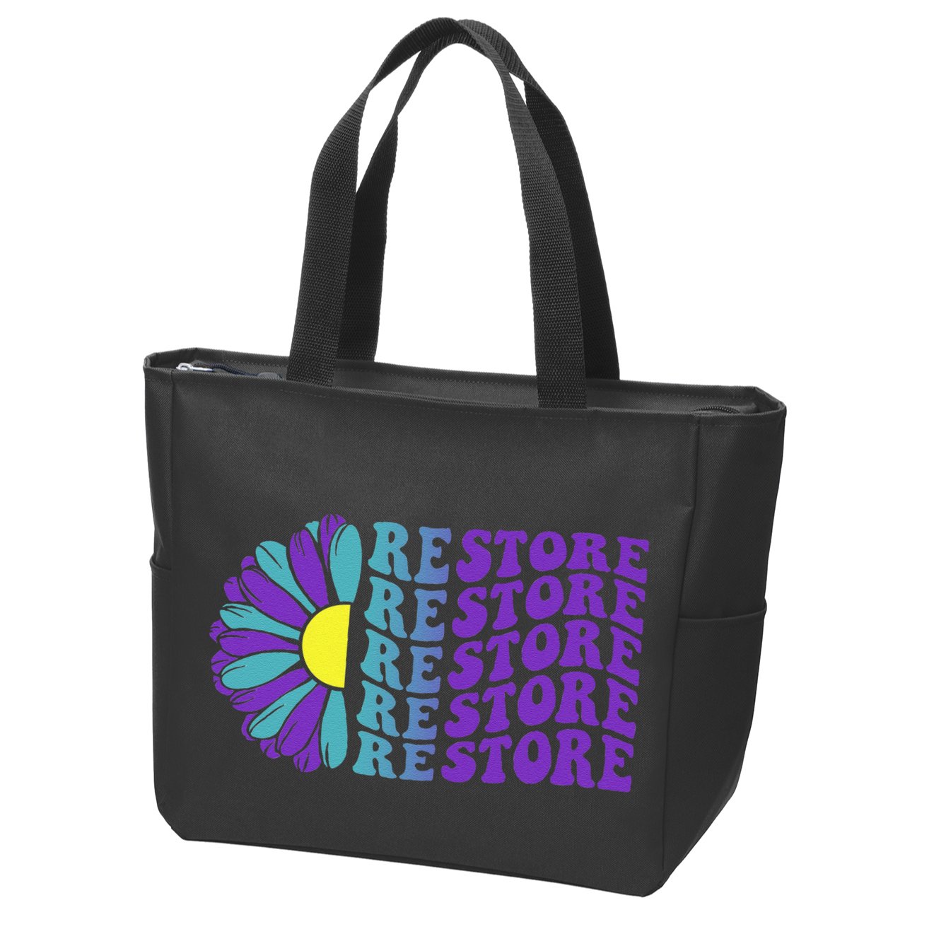 Restore Suicide Prevention Awareness Sunflower Zip Tote Bag