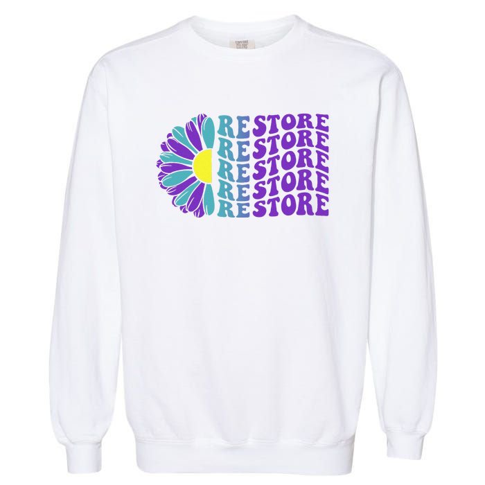 Restore Suicide Prevention Awareness Sunflower Garment-Dyed Sweatshirt