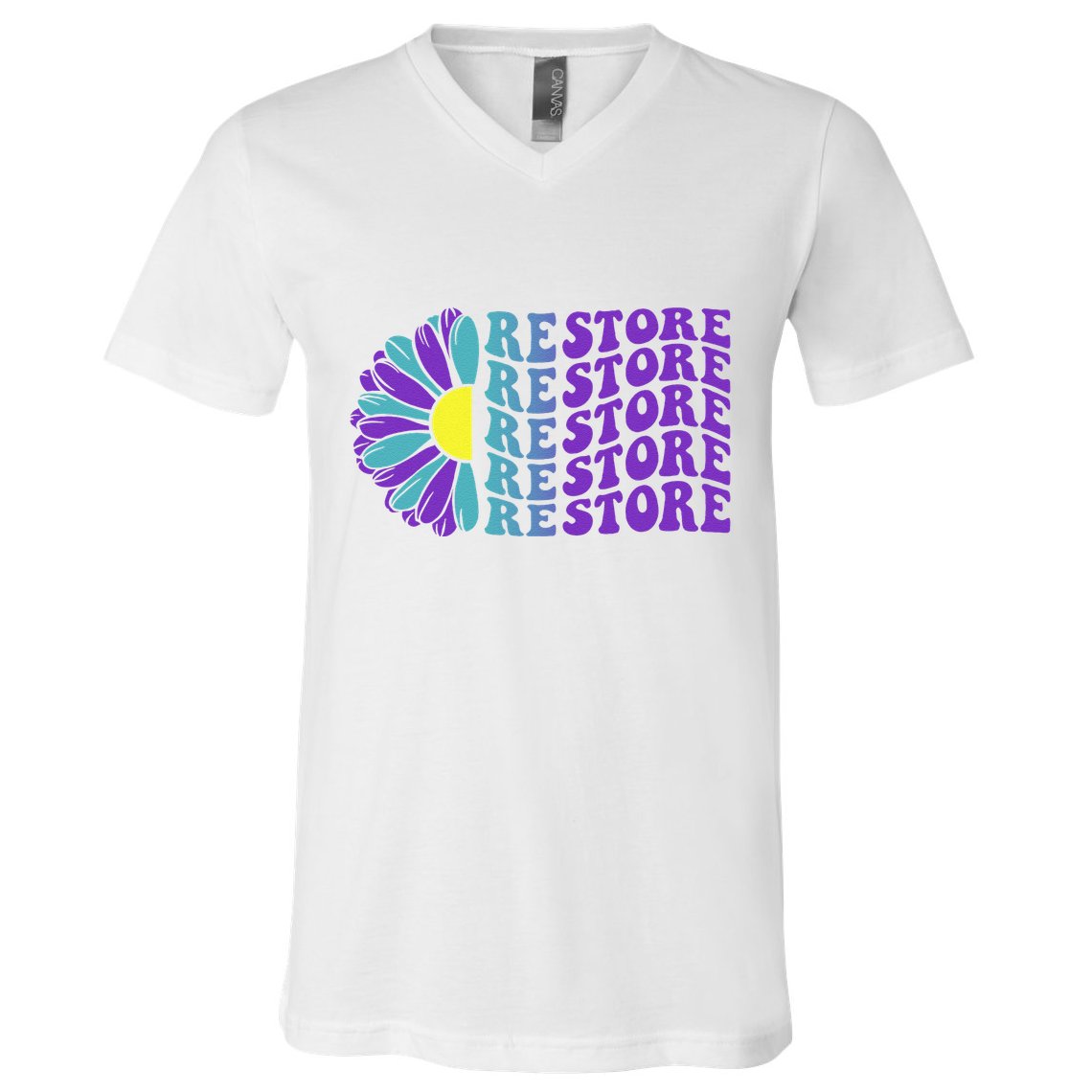 Restore Suicide Prevention Awareness Sunflower V-Neck T-Shirt
