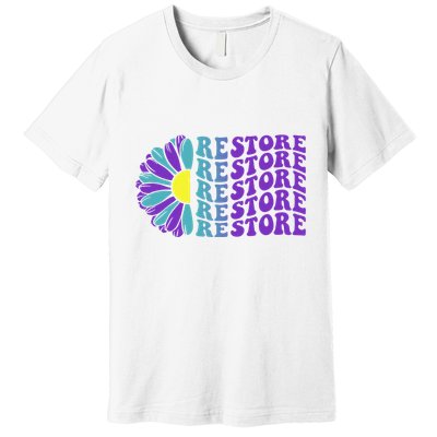 Restore Suicide Prevention Awareness Sunflower Premium T-Shirt