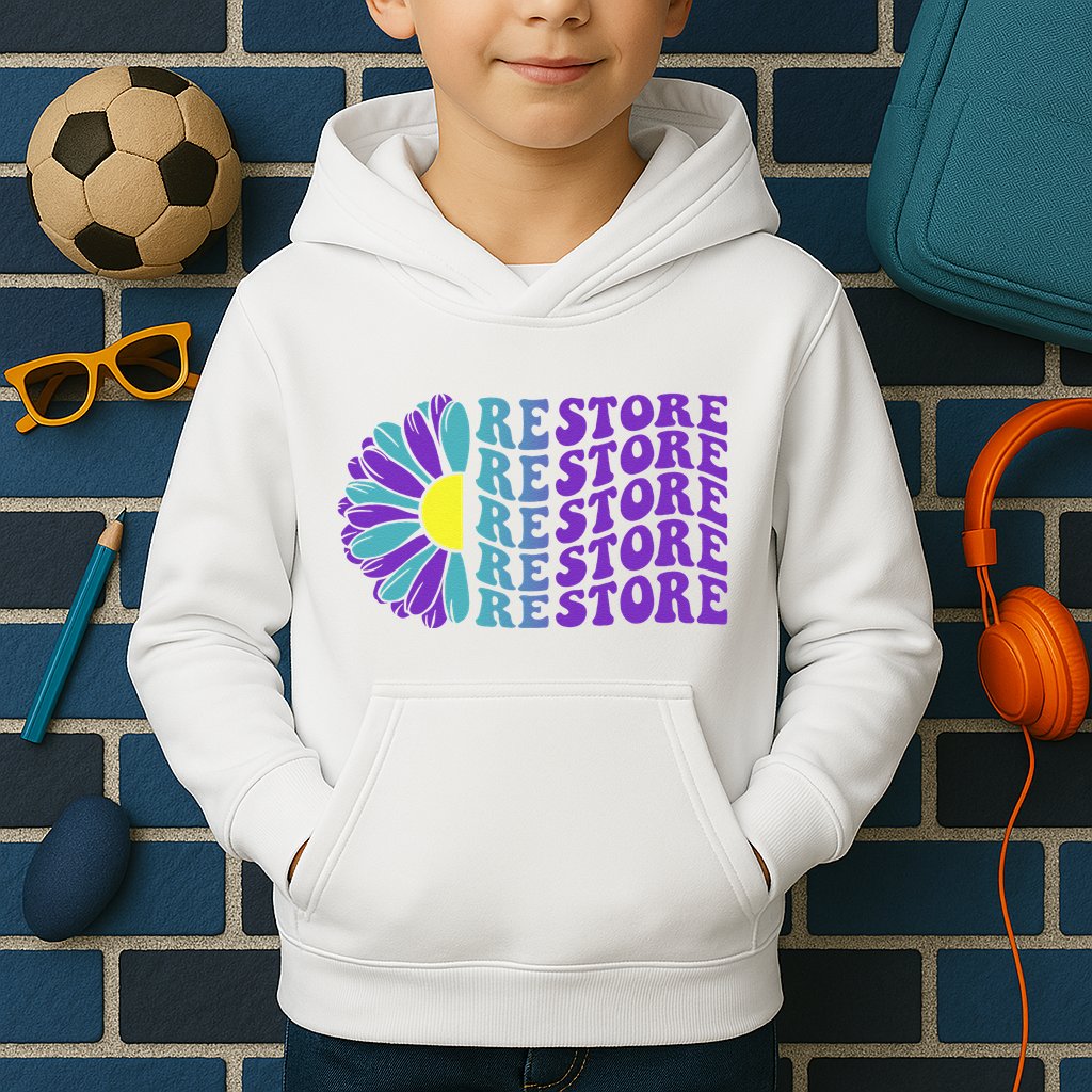 Restore Suicide Prevention Awareness Sunflower Kids Hoodie