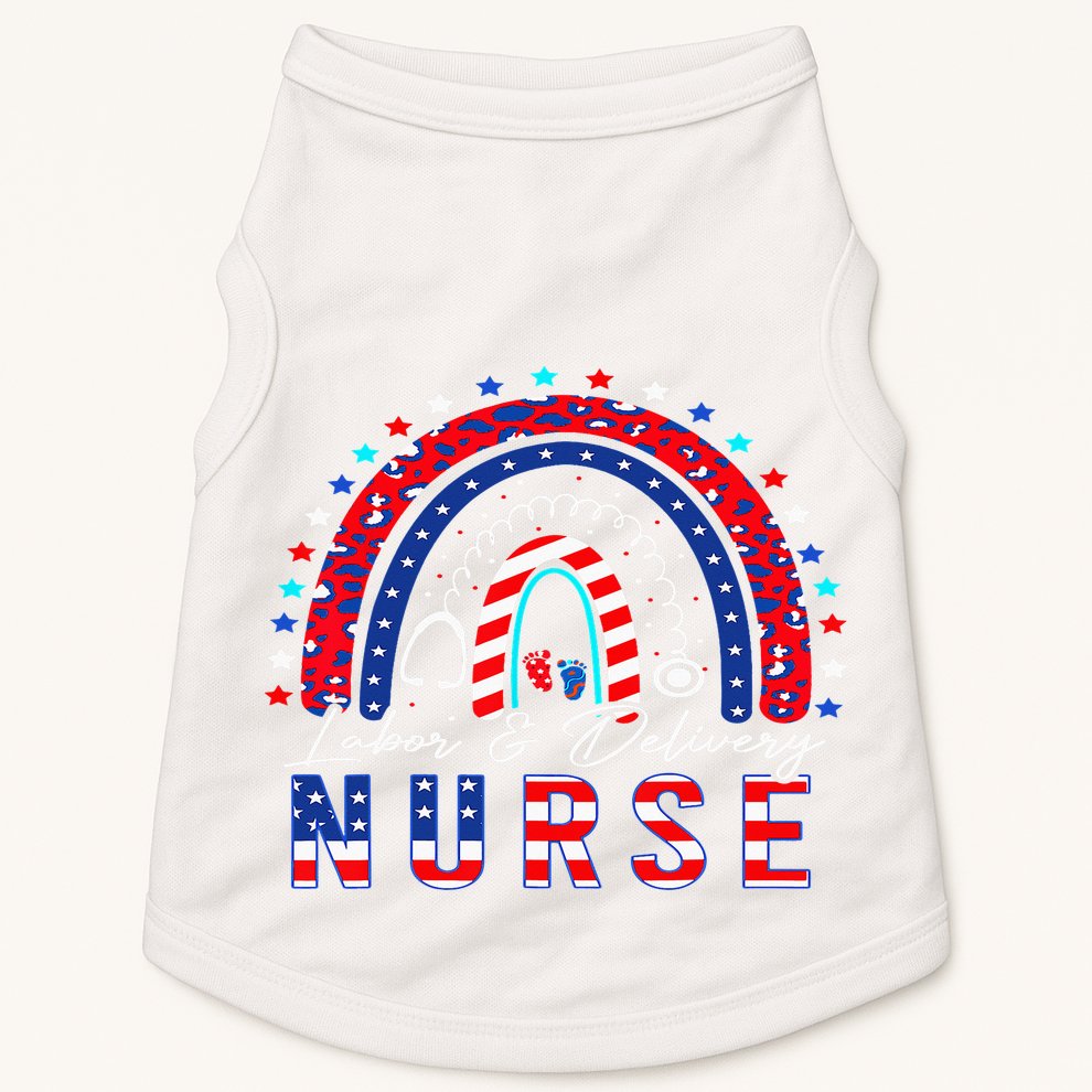 Rainbow Stethoscope Patriotic Labor Delivery Nurse 4Th July  Doggie Tank