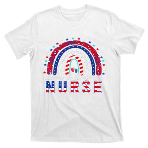 Rainbow Stethoscope Patriotic Labor Delivery Nurse 4Th July  T-Shirt