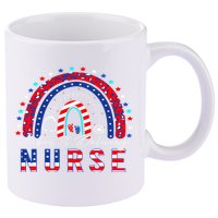 Rainbow Stethoscope Patriotic Labor Delivery Nurse 4Th July  11oz C Handle Ceramic Mug
