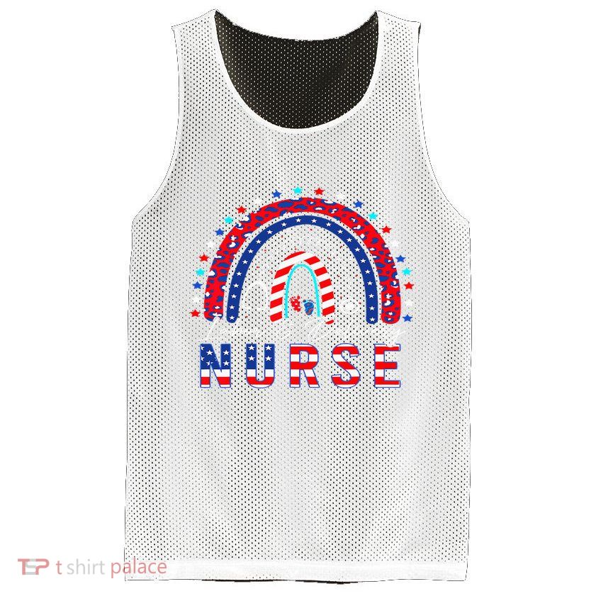 Rainbow Stethoscope Patriotic Labor Delivery Nurse 4Th July  Mesh Reversible Basketball Jersey Tank