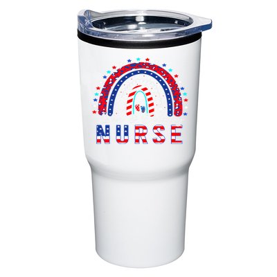 Rainbow Stethoscope Patriotic Labor Delivery Nurse 4Th July  Tumbler