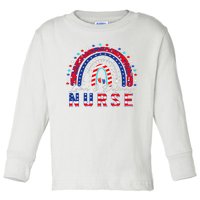 Rainbow Stethoscope Patriotic Labor Delivery Nurse 4Th July  Toddler Long Sleeve Shirt