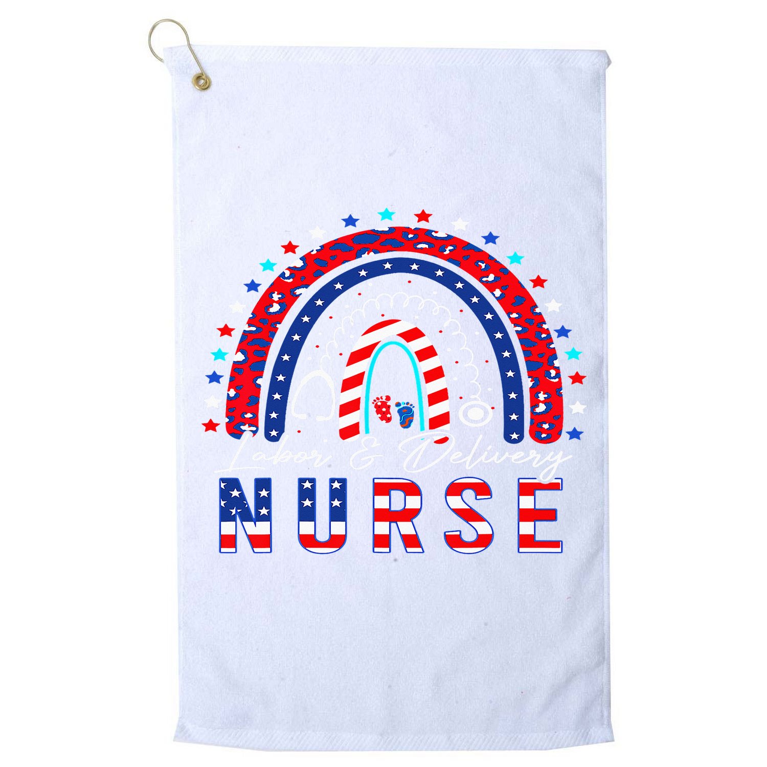 Rainbow Stethoscope Patriotic Labor Delivery Nurse 4Th July  Golf Towel