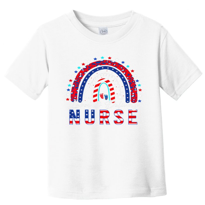 Rainbow Stethoscope Patriotic Labor Delivery Nurse 4Th July  Toddler T-Shirt