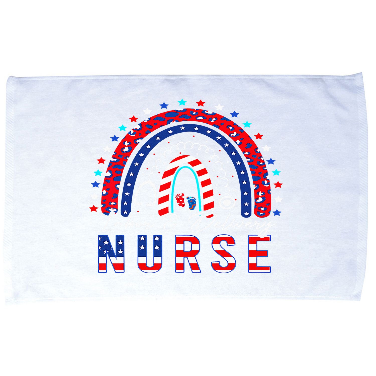 Rainbow Stethoscope Patriotic Labor Delivery Nurse 4Th July  Microfiber Hand Towel