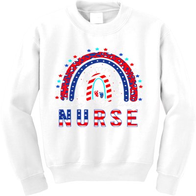 Rainbow Stethoscope Patriotic Labor Delivery Nurse 4Th July  Kids Sweatshirt