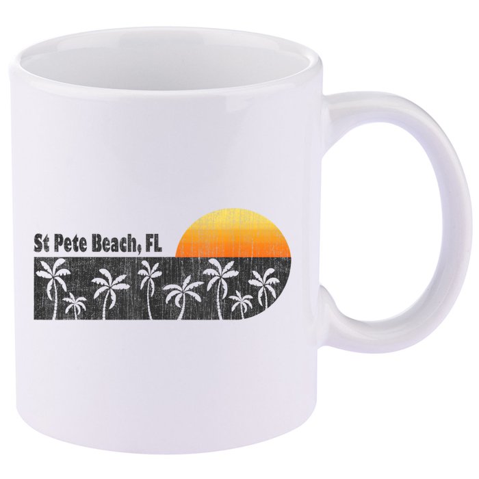 Retro St Pete Beach Florida Beach 11oz C Handle Ceramic Mug
