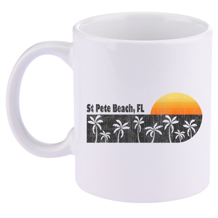 Retro St Pete Beach Florida Beach 11oz C Handle Ceramic Mug