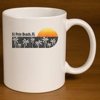 Retro St Pete Beach Florida Beach 11oz C Handle Ceramic Mug