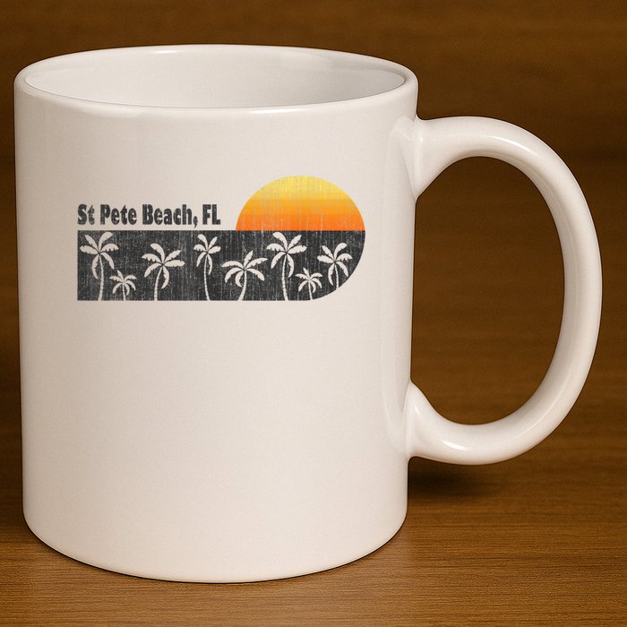Retro St Pete Beach Florida Beach 11oz C Handle Ceramic Mug
