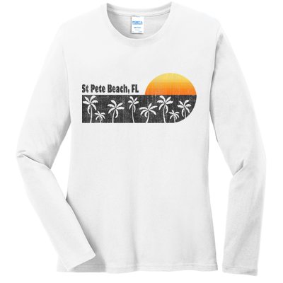Retro St Pete Beach Florida Beach Ladies Long Sleeve Shirt