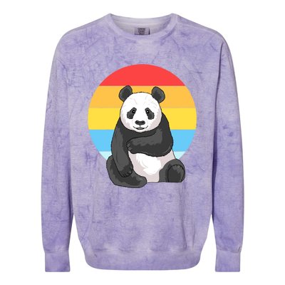 Retro Sunset Panda Vintage Panda Great Gift Colorblast Crewneck Sweatshirt