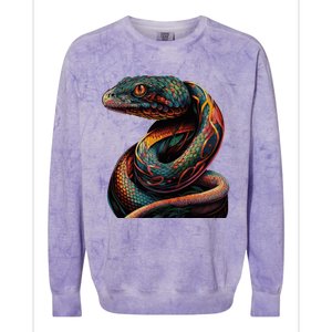 Realistic Snake Posing Colorblast Crewneck Sweatshirt