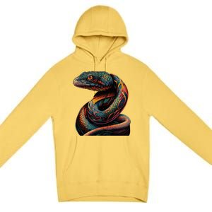 Realistic Snake Posing Premium Pullover Hoodie