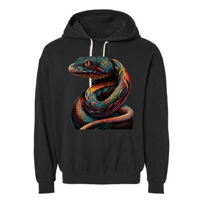 Realistic Snake Posing Garment-Dyed Fleece Hoodie