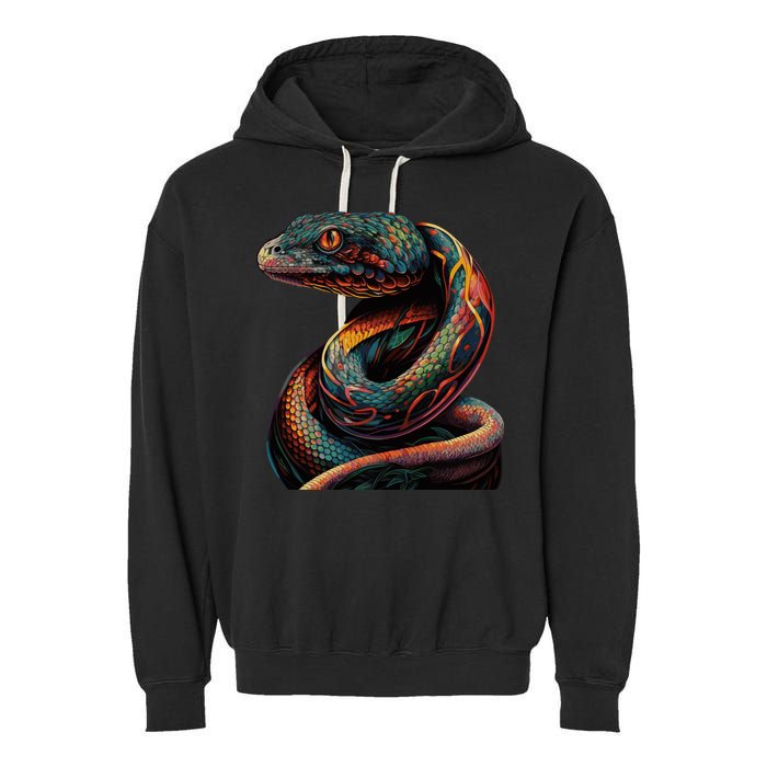 Realistic Snake Posing Garment-Dyed Fleece Hoodie