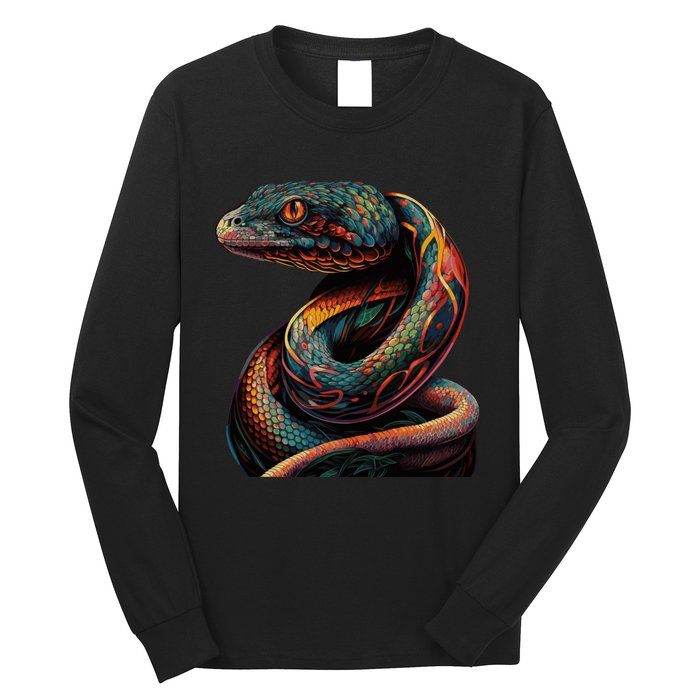 Realistic Snake Posing Long Sleeve Shirt