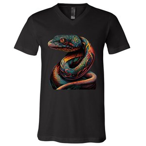 Realistic Snake Posing V-Neck T-Shirt