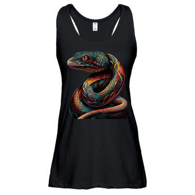 Realistic Snake Posing Ladies Essential Flowy Tank