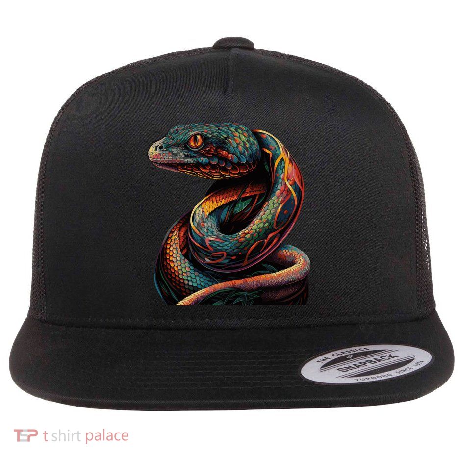 Realistic Snake Posing Flatbill Hat
