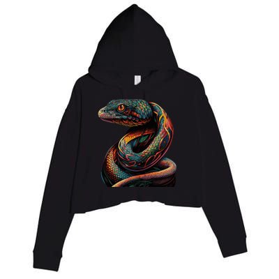 Realistic Snake Posing Crop Fleece Hoodie