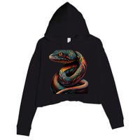 Realistic Snake Posing Crop Fleece Hoodie