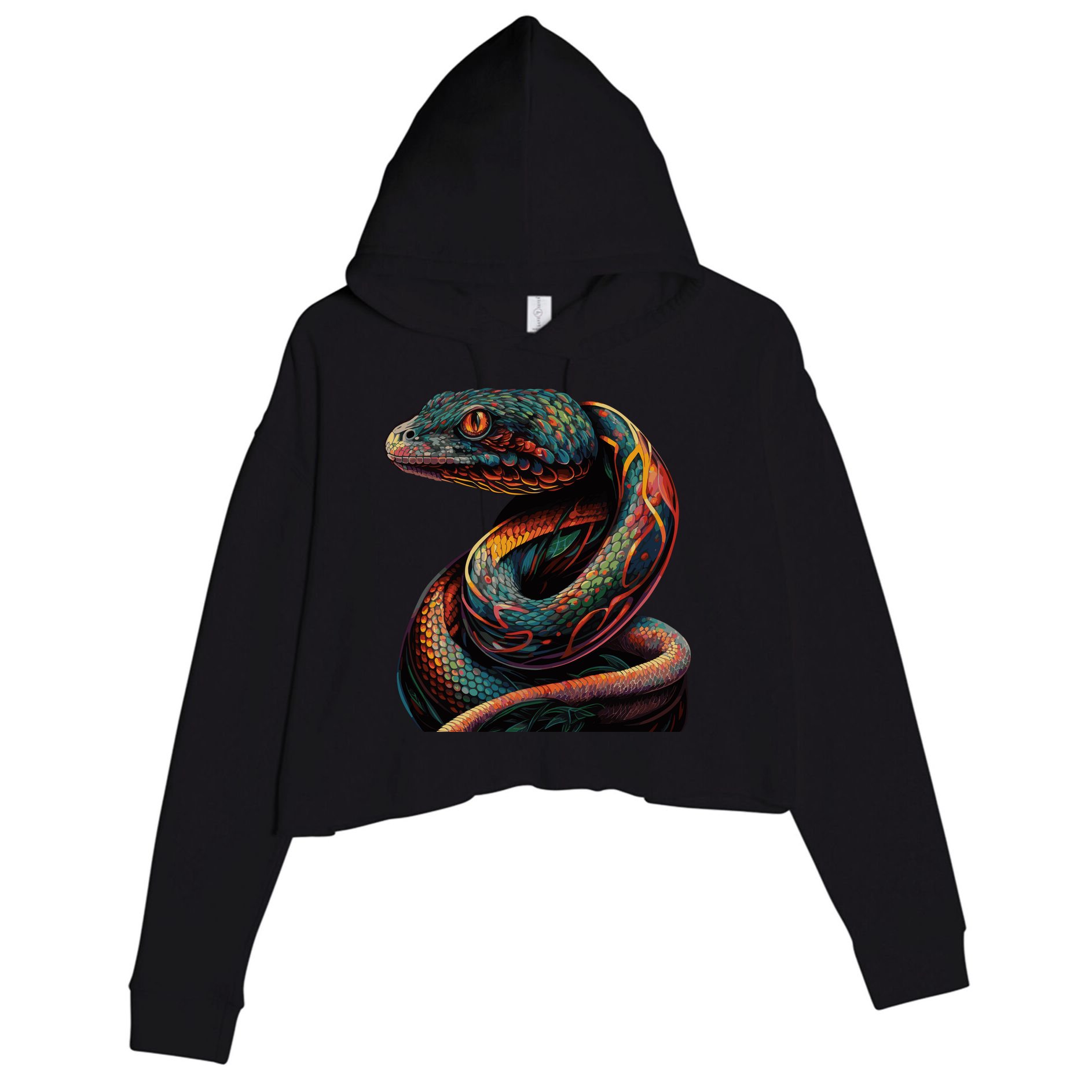Realistic Snake Posing Crop Fleece Hoodie
