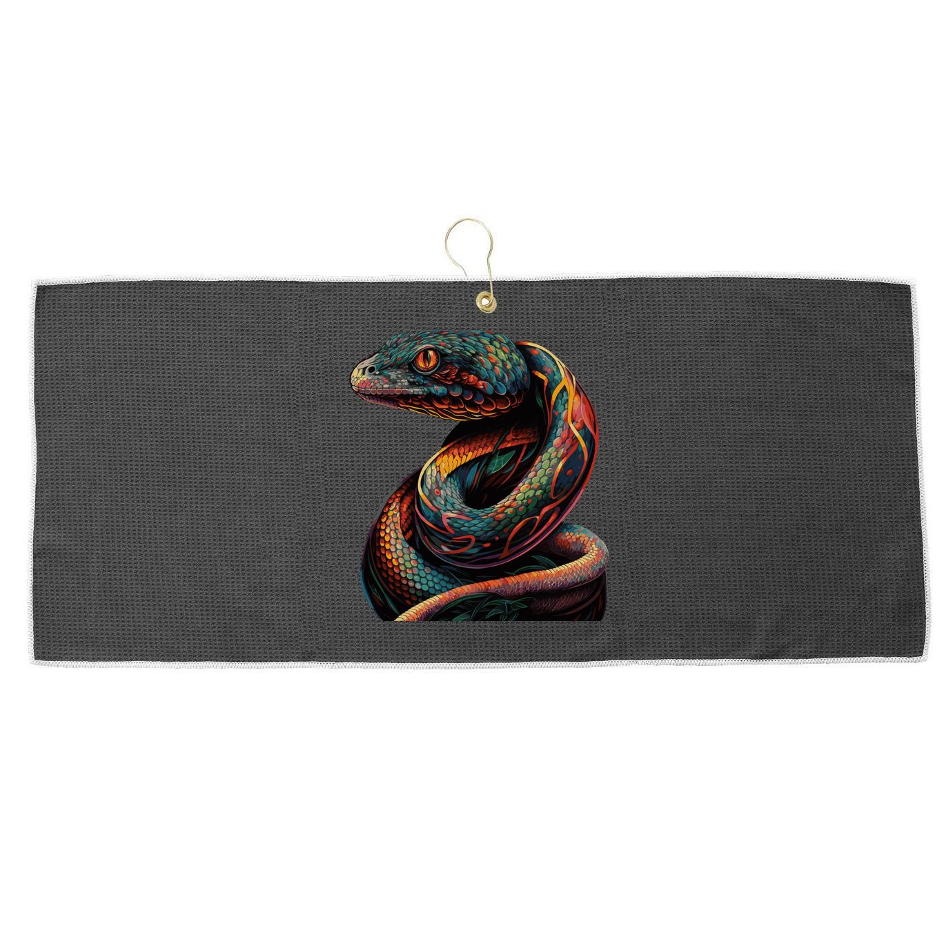 Realistic Snake Posing Large Microfiber Waffle Golf Towel