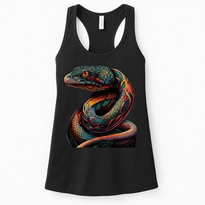 Realistic Snake Posing Womens Tank Top