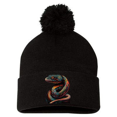 Realistic Snake Posing Pom Pom 12in Knit Beanie