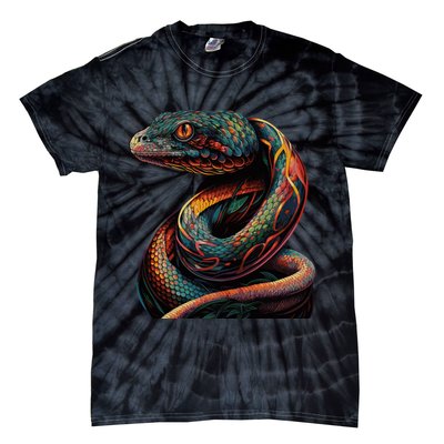 Realistic Snake Posing Tie-Dye T-Shirt