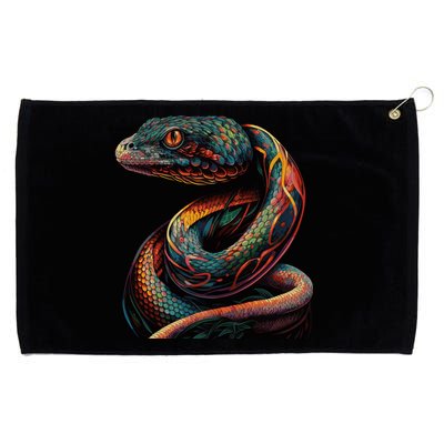 Realistic Snake Posing Grommeted Golf Towel